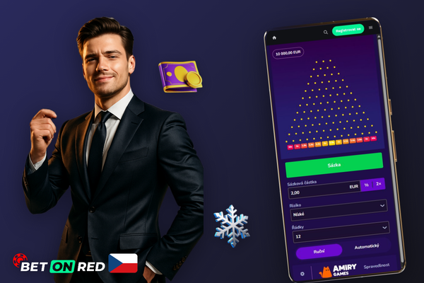 Demo režim Plinko v Betonred Casinu — kulička v půlce pádu a virtuální zůstatek v liště